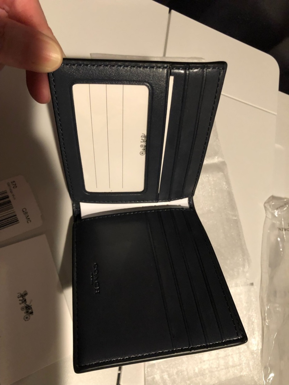 Coach Men's Navy Signature Horse & Carriage Card Holder - Picture 3 of 6